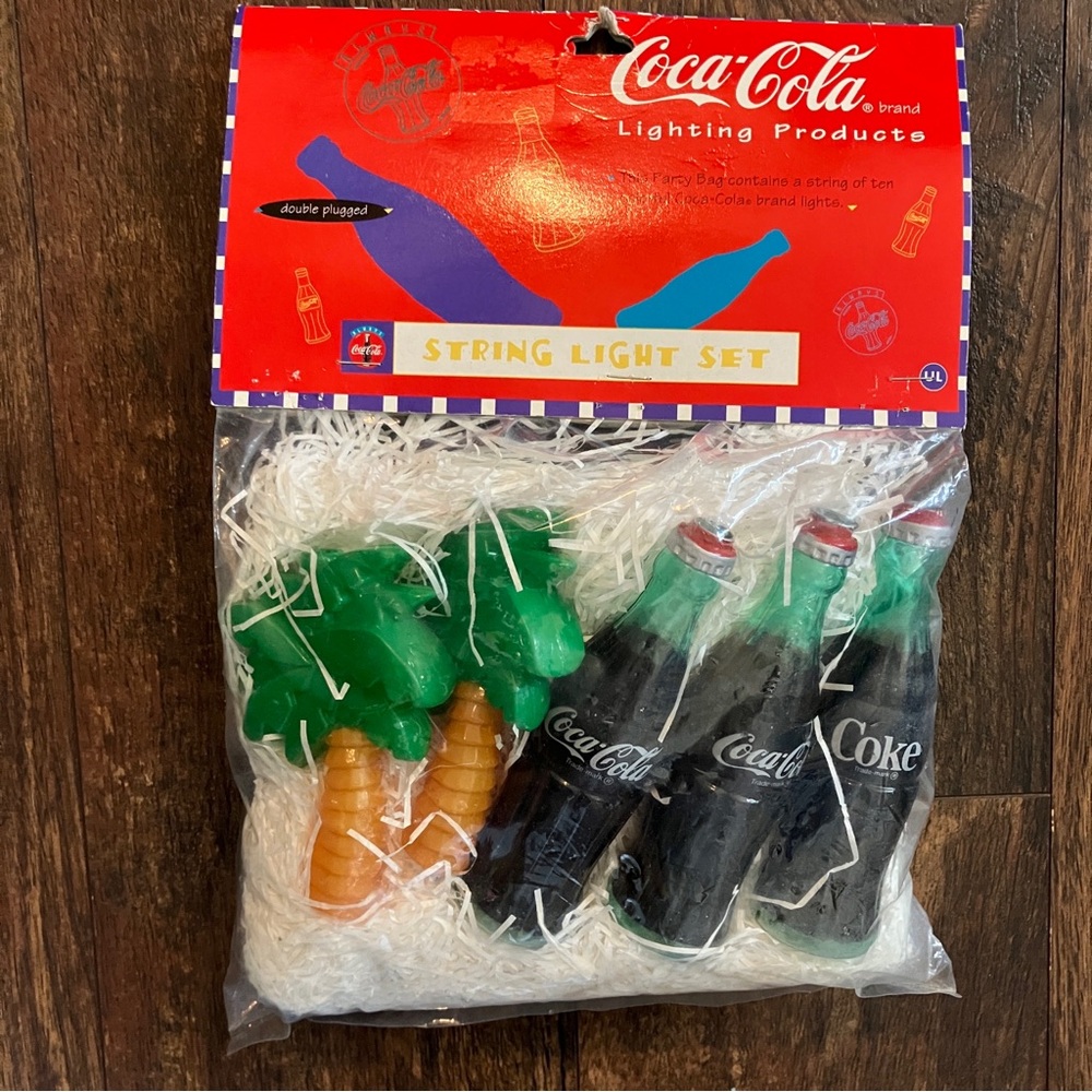 Vintage 1996 Coca-Cola string light set summer palm trees bottles 90’s blow mold
